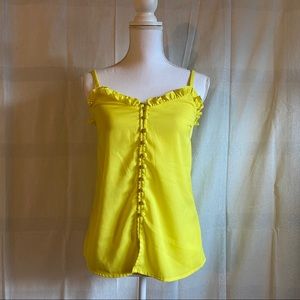 🍌ASOS Yellow Ruffled Button Up Spaghetti Top